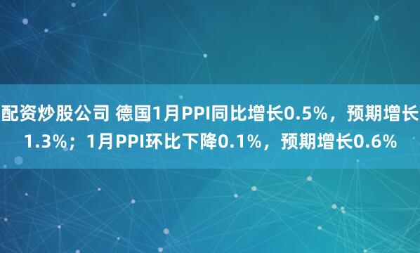 配资炒股公司 德国1月PPI同比增长0.5%，预期增长1.3%；1月PPI环比下降0.1%，预期增长0.6%